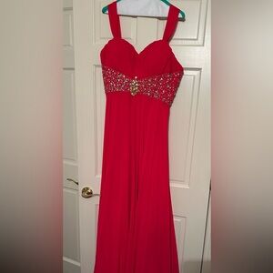 Hot Pink Beaded Evening Gown